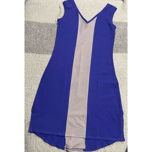 NWOT Maggies Organics Womens Large Sleeveless V Neck Casual Dress Purple Gray - Picture 1 of 7